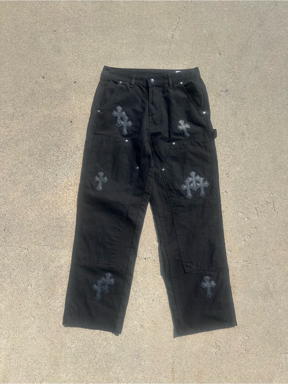 Chrome Hearts Black Cargo Pants with Cross Appliqués